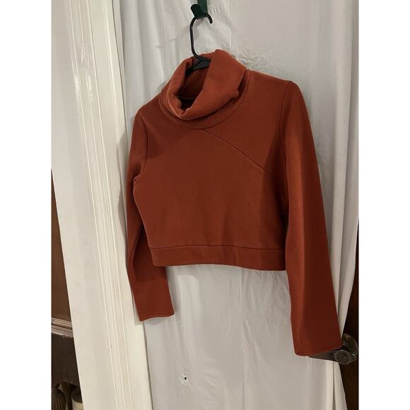 Alo Rust Soleil Cropped Turtleneck Sweatshirt Sz Xs - Picture 2 of 4